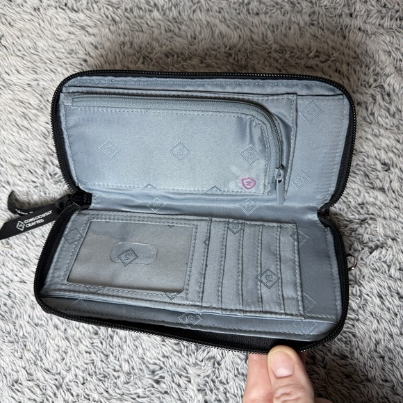 Vera Bradley Cotton Bifold Wallet in Floating Plum Pansies RFID Protected - Picture 7 of 10